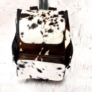Black and White Cowhide and Leather Backpack